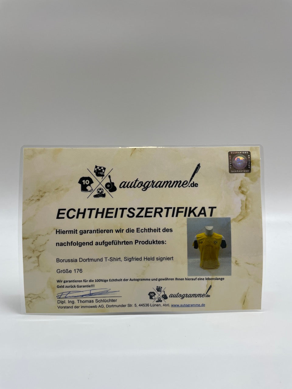 Borussia Dortmund T-shirt Sigfried Held signed BVB Autogram Bundesliga 176