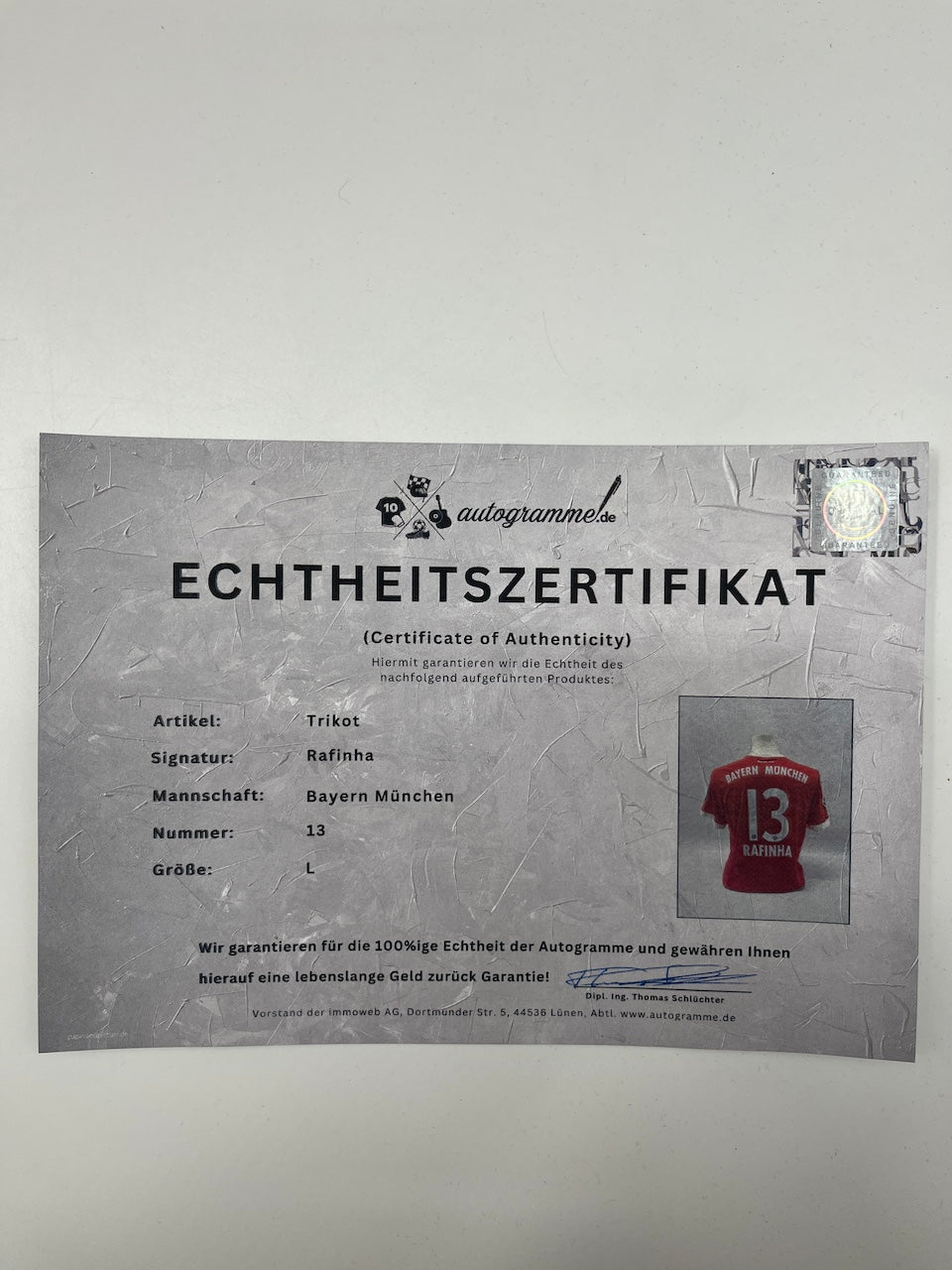 Bayern München Trikot Rafinha signiert Autogramm Adidas COA L