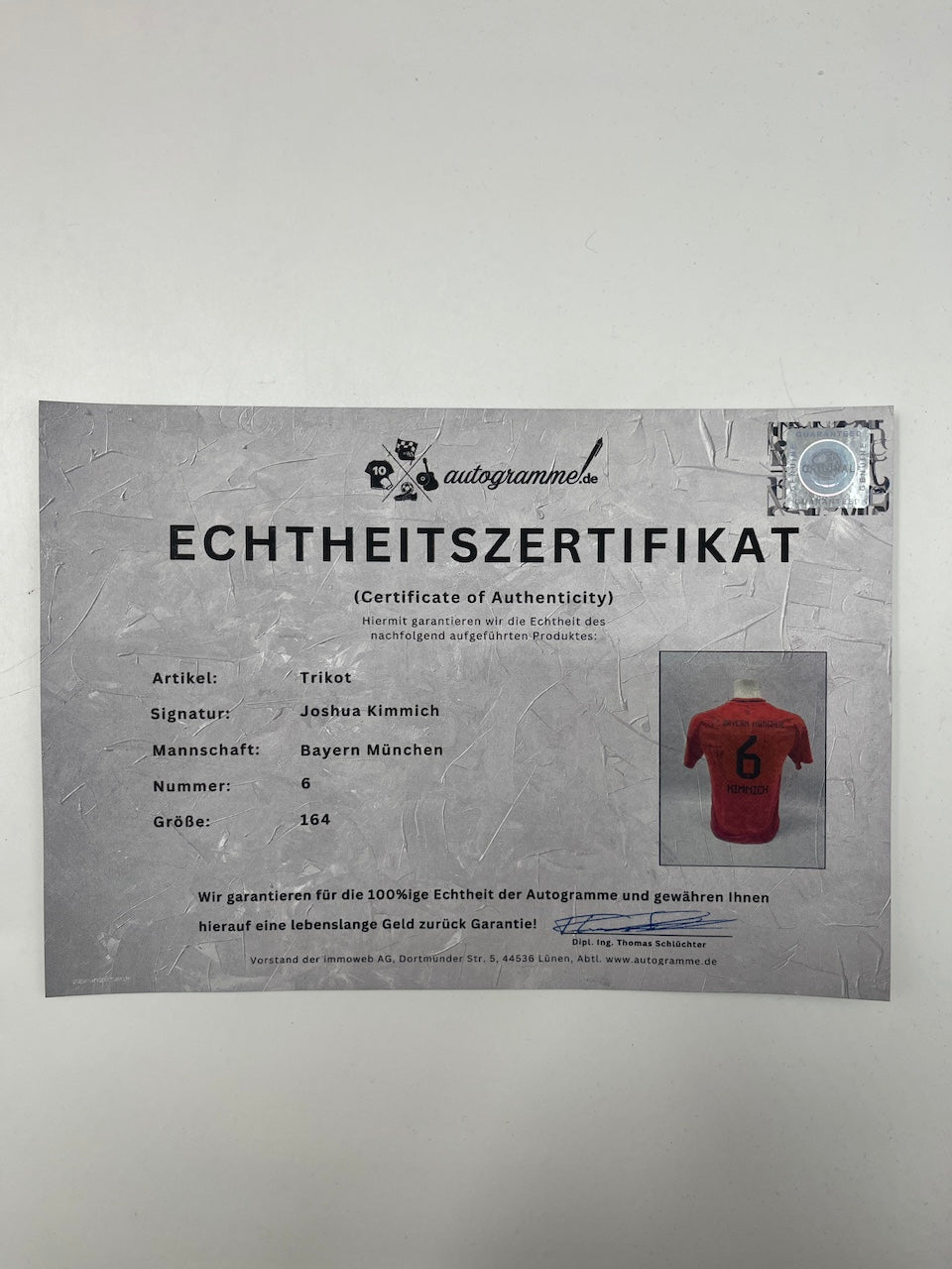 Bayern München Trikot Joshua Kimmich signiert Adidas COA 164