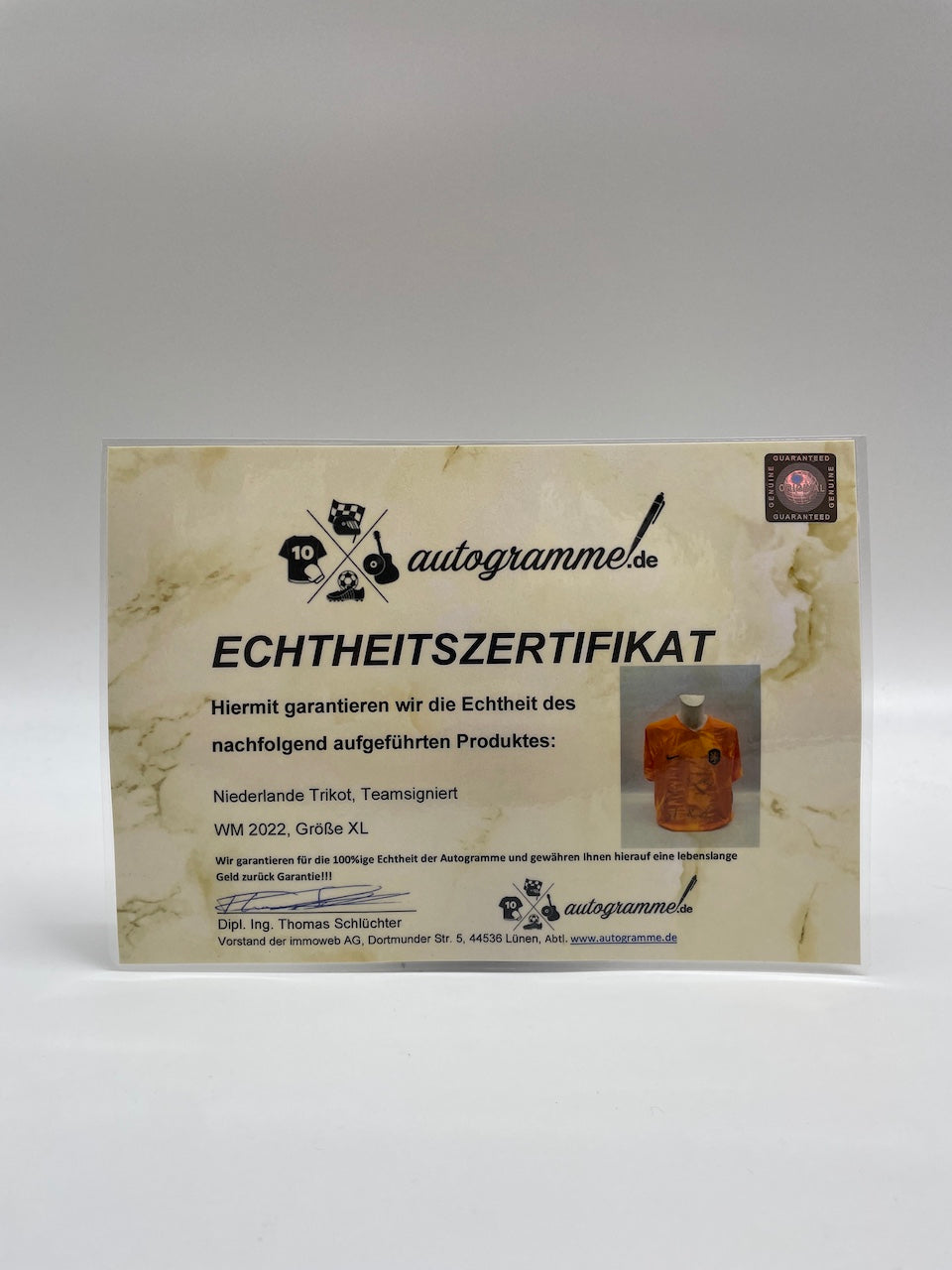 Netherlands jersey World Cup 2022 team signed autograph Holland Nike XL