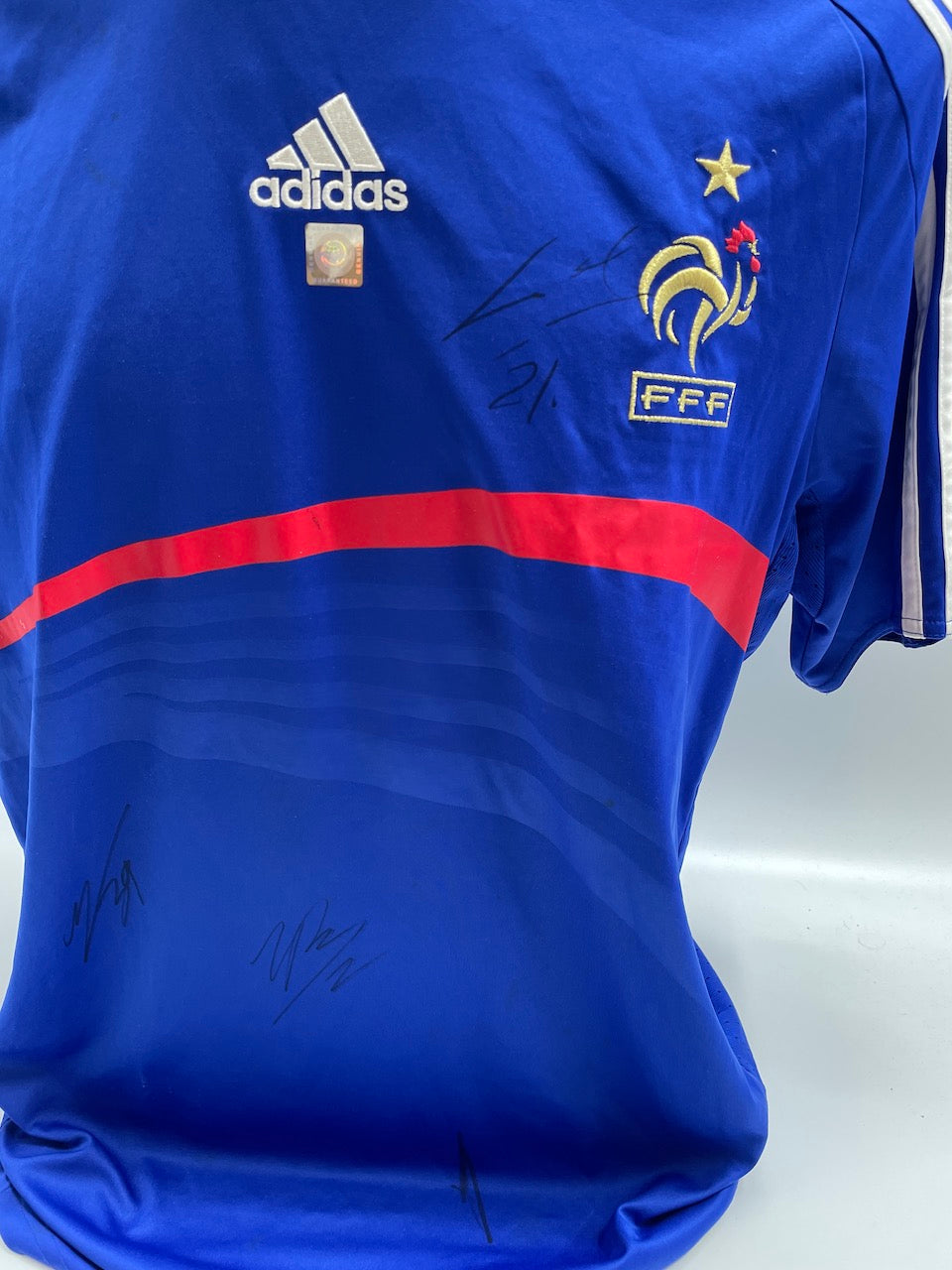 Frankreich Trikot Hernandez, Tel, Upamecano und Pavard signiert Adidas COA L