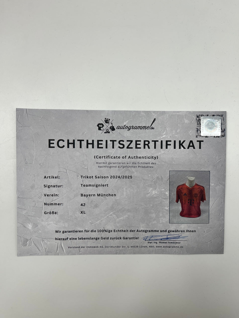 Bayern München Trikot 2024/2025 Teamsigniert Autogramm Adidas XL