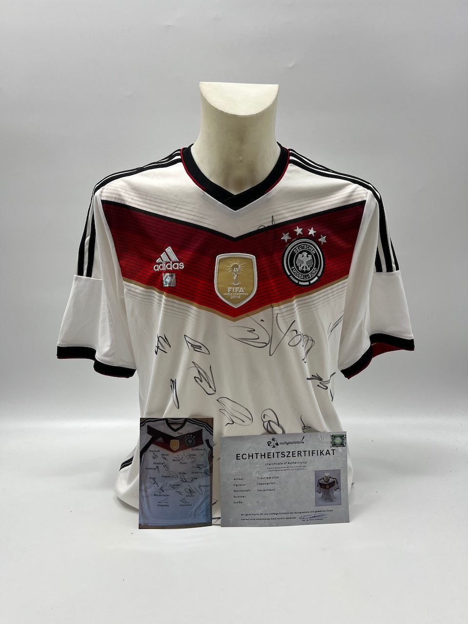 Deutschland Trikot WM 2014 Teamsigniert Autogramm DFB Weltmeister Adidas L