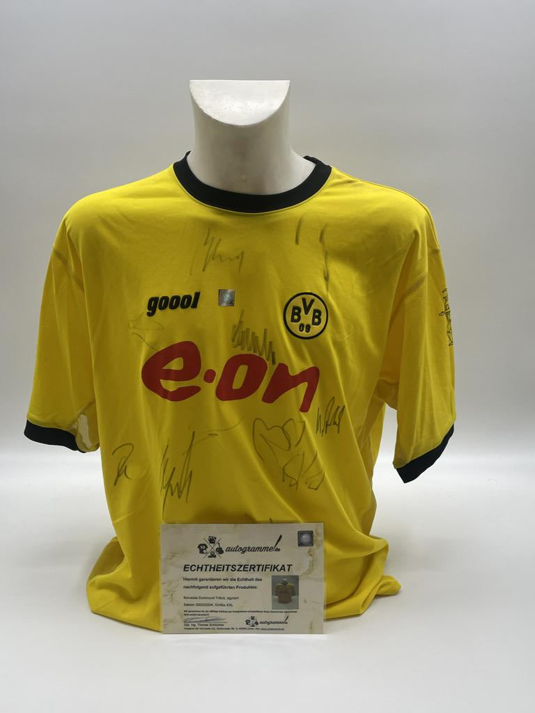 BVB Trikot 2003/2004 team signed Borussia Dortmund Coa Goool XXL
