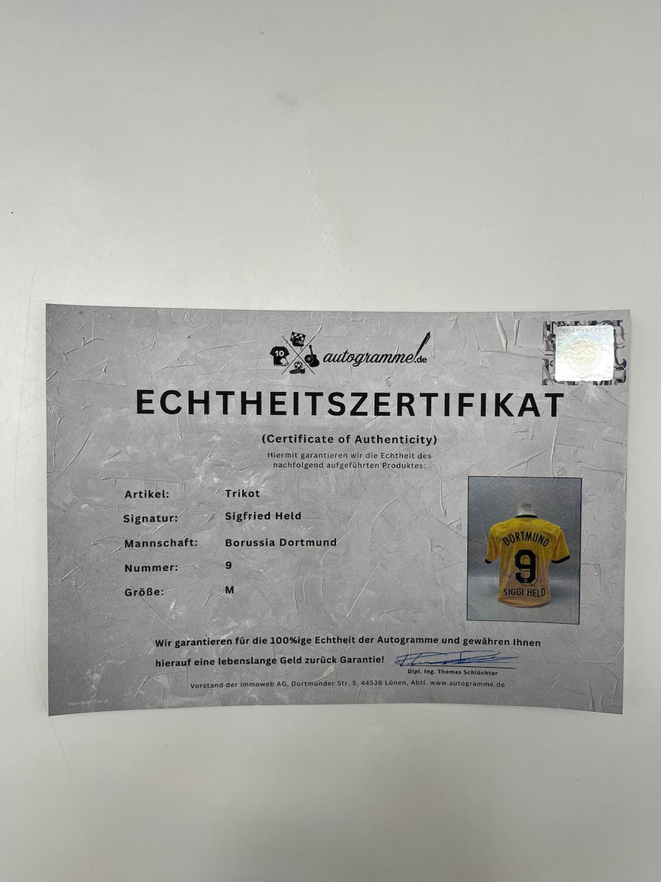 Borussia Dortmund Authentic Trikot Sigfried Held signiert BVB Puma M