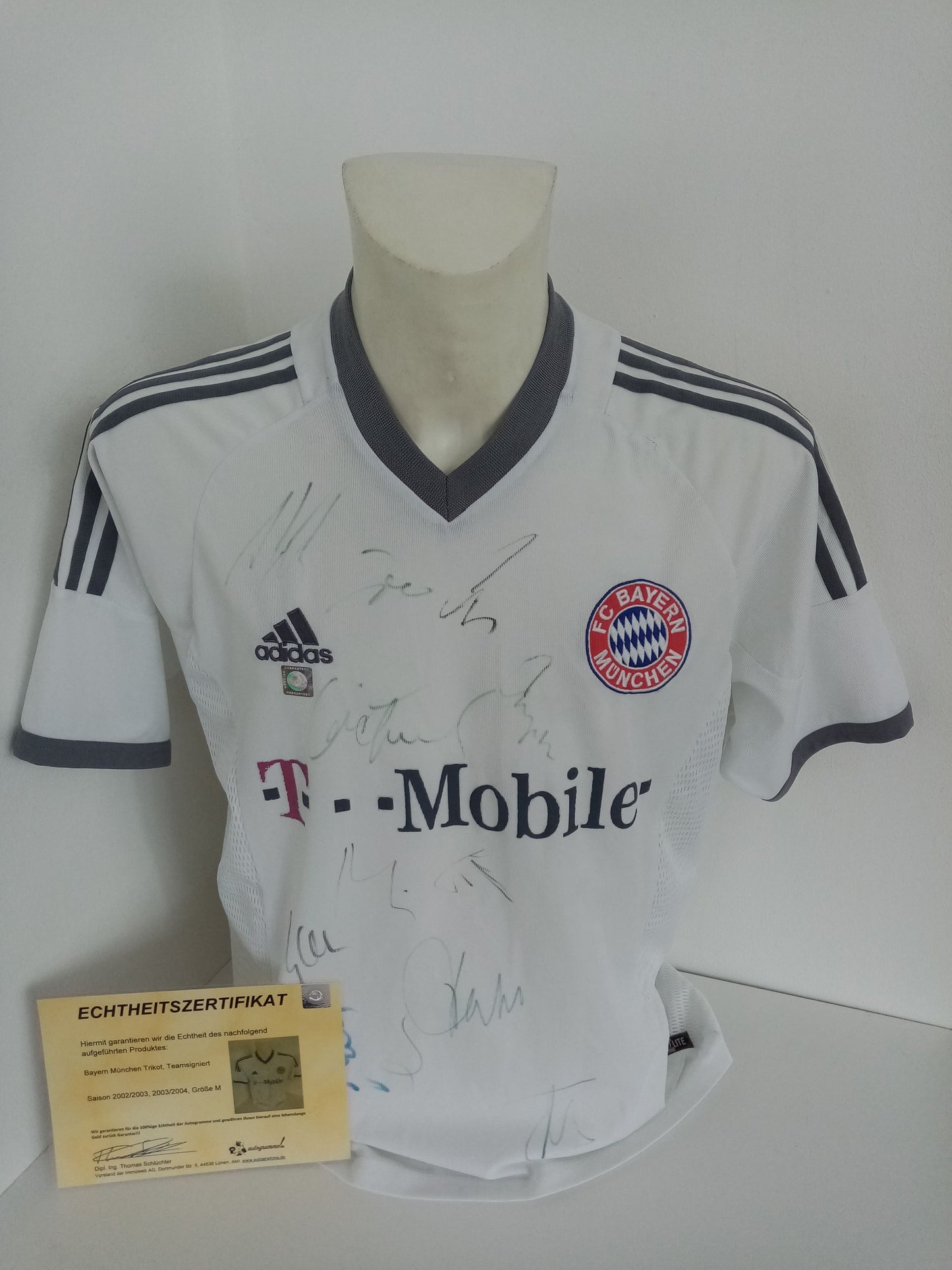 Bayern Munich jersey 02/03 03/04 team signed football Bundesliga Coa adidas M