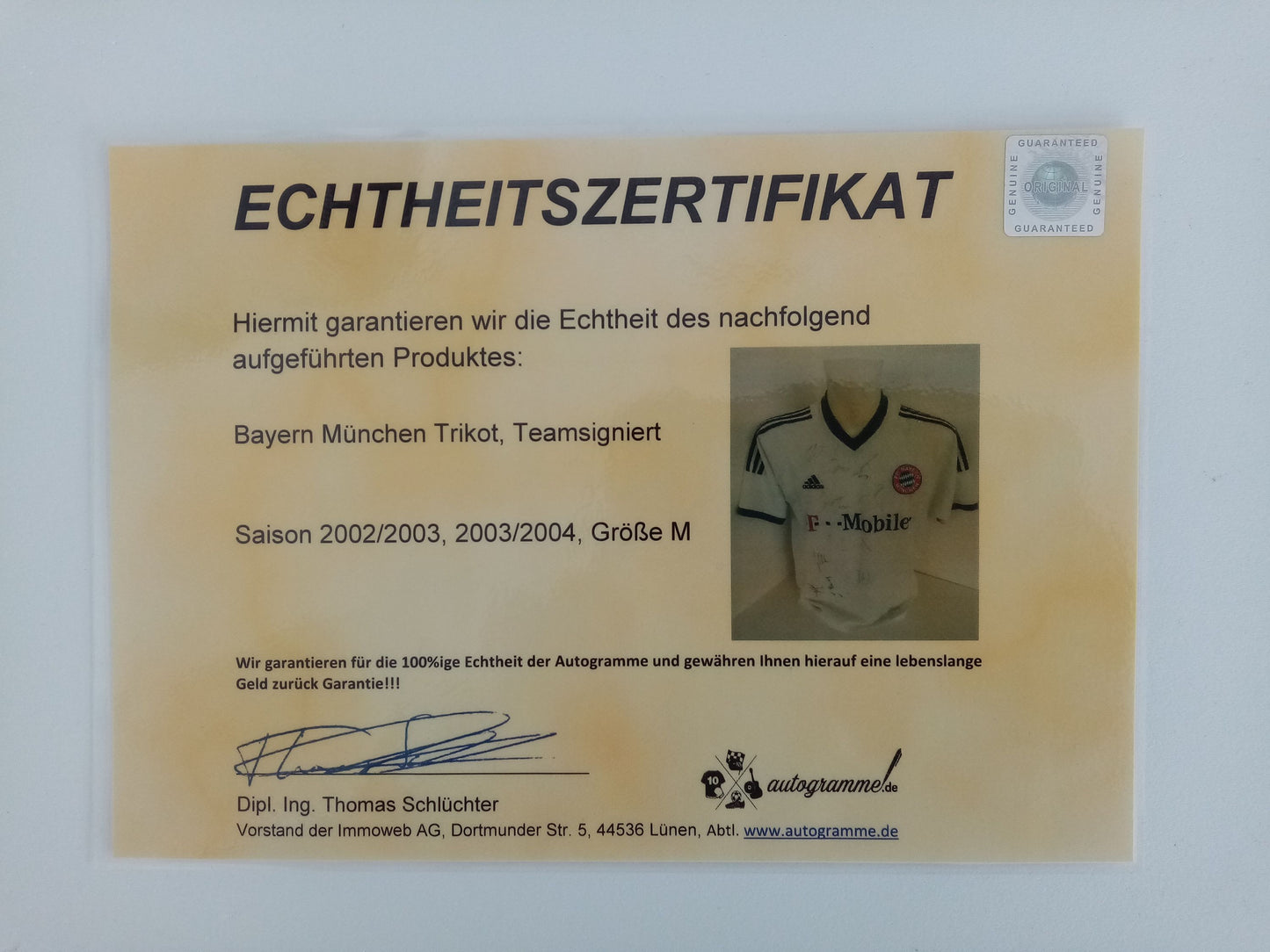 Bayern Munich jersey 02/03 03/04 team signed football Bundesliga Coa adidas M