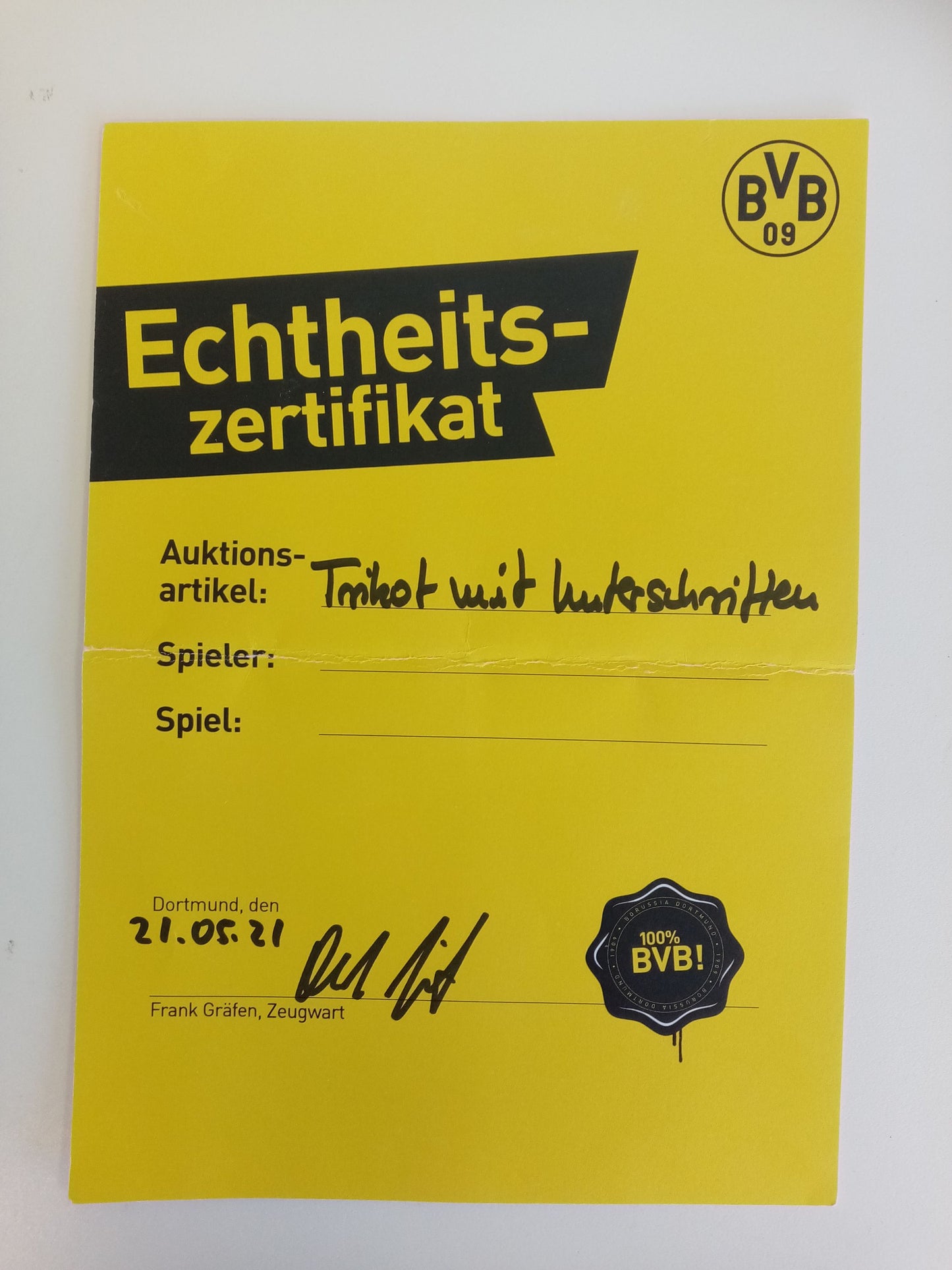 BVB Authentic Trikot 2020/2021 team signed Borussia Dortmund Coa Puma M