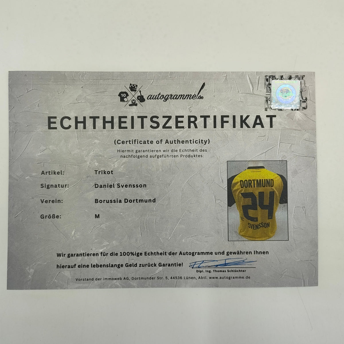Borussia Dortmund Trikot Daniel Svensson signiert BVB COA Puma neu M 25/26