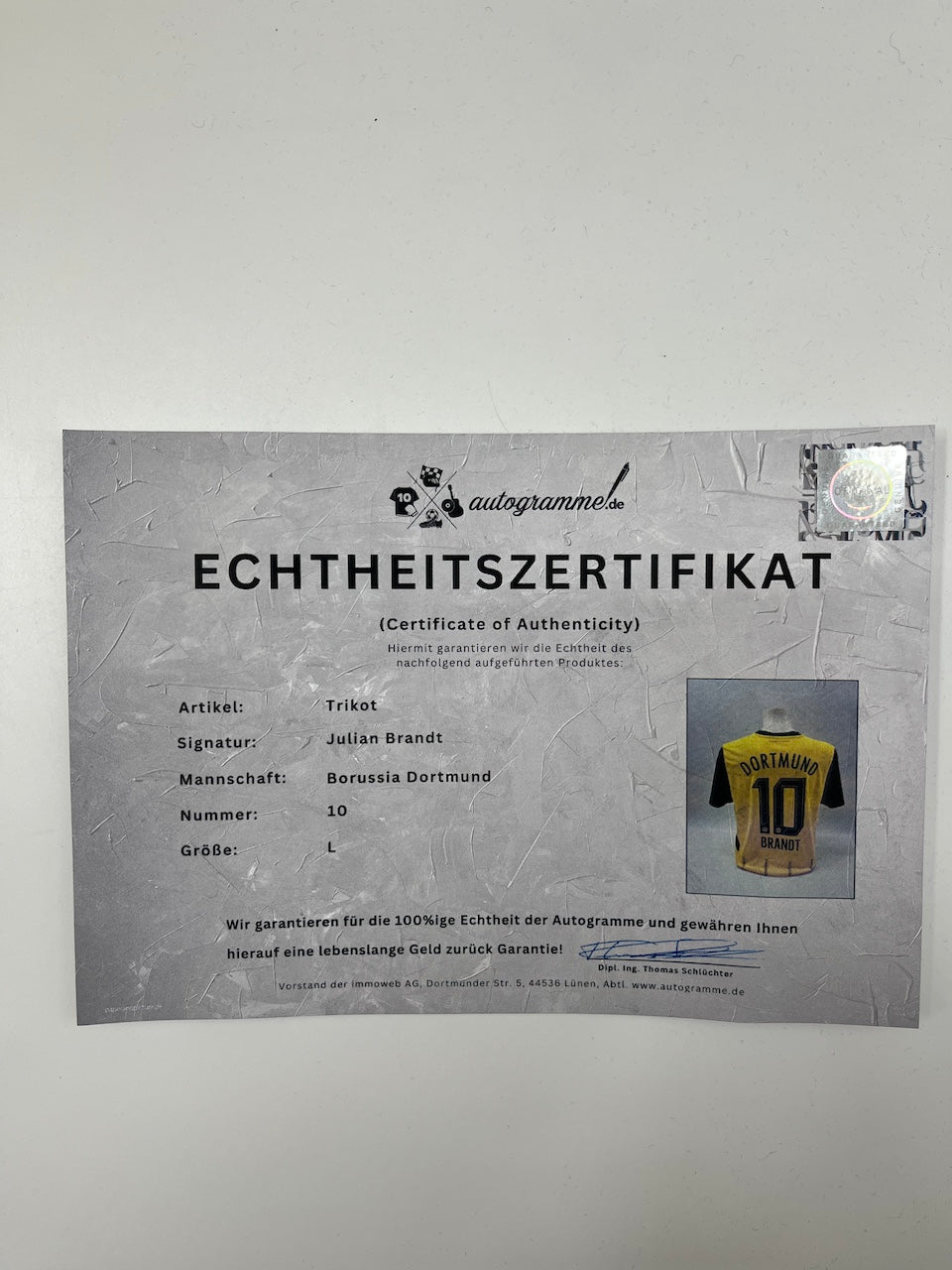 Borussia Dortmund Trikot signiert Julian Brandt BVB Puma Autogramm L
