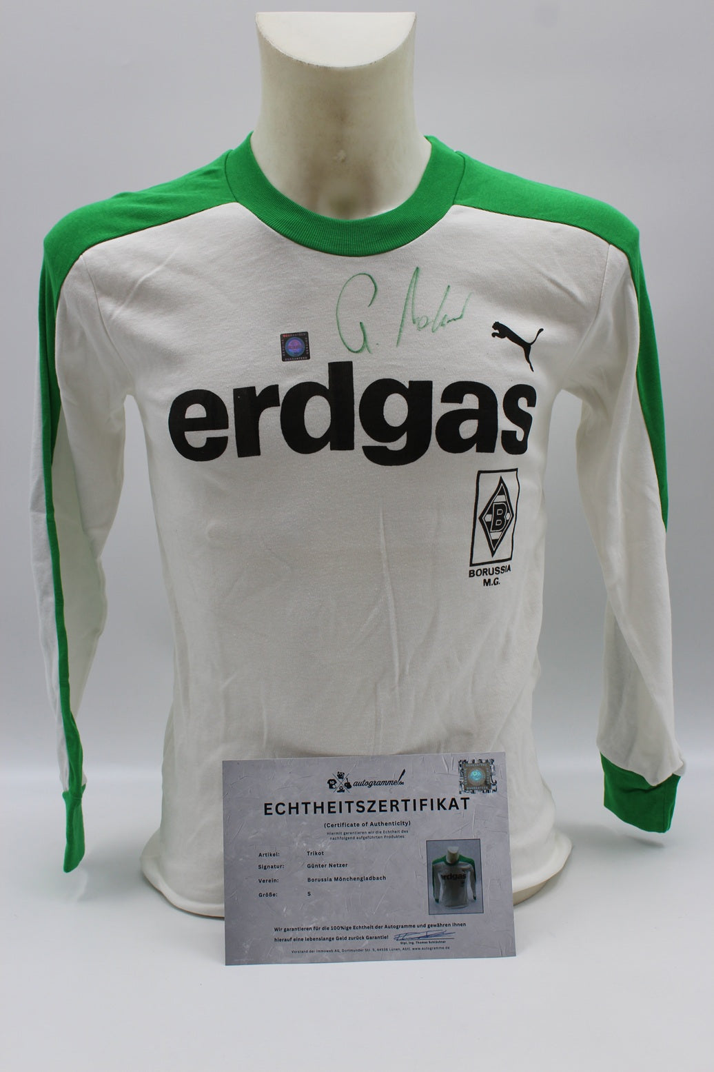 Repro Borussia Mönchengladbach Trikot Günter Netzer signiert COA S