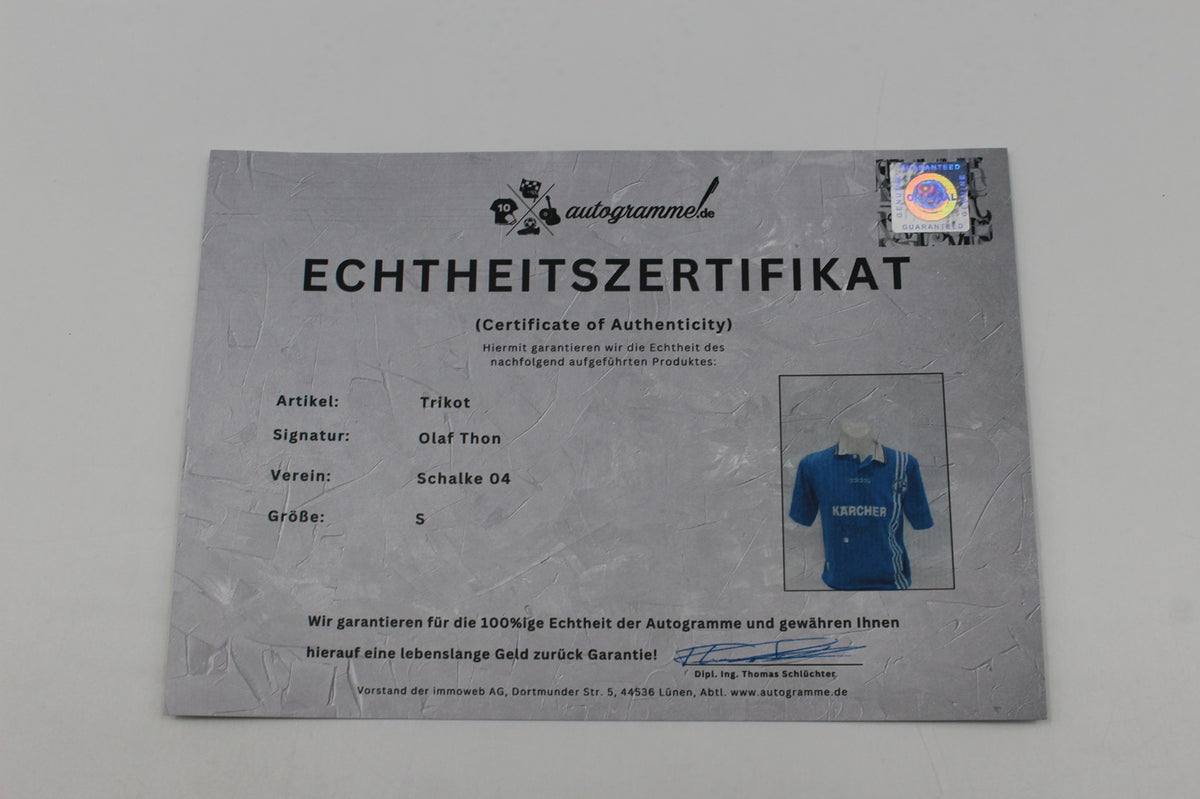 Schalke 04 96/97 Trikot Olaf Thon signiert S04 Bundesliga Fußball Adidas Neu S