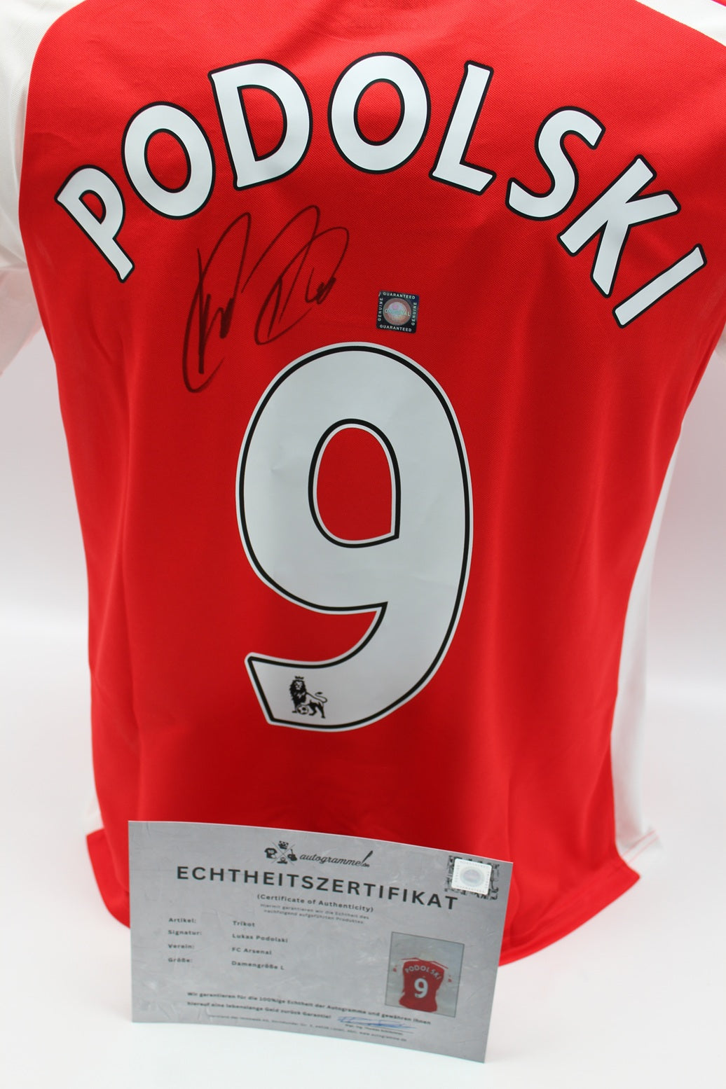 FC Arsenal 2014/2015 Trikot Lukas Podolski signiert Puma COA Autogramm Damengröße L
