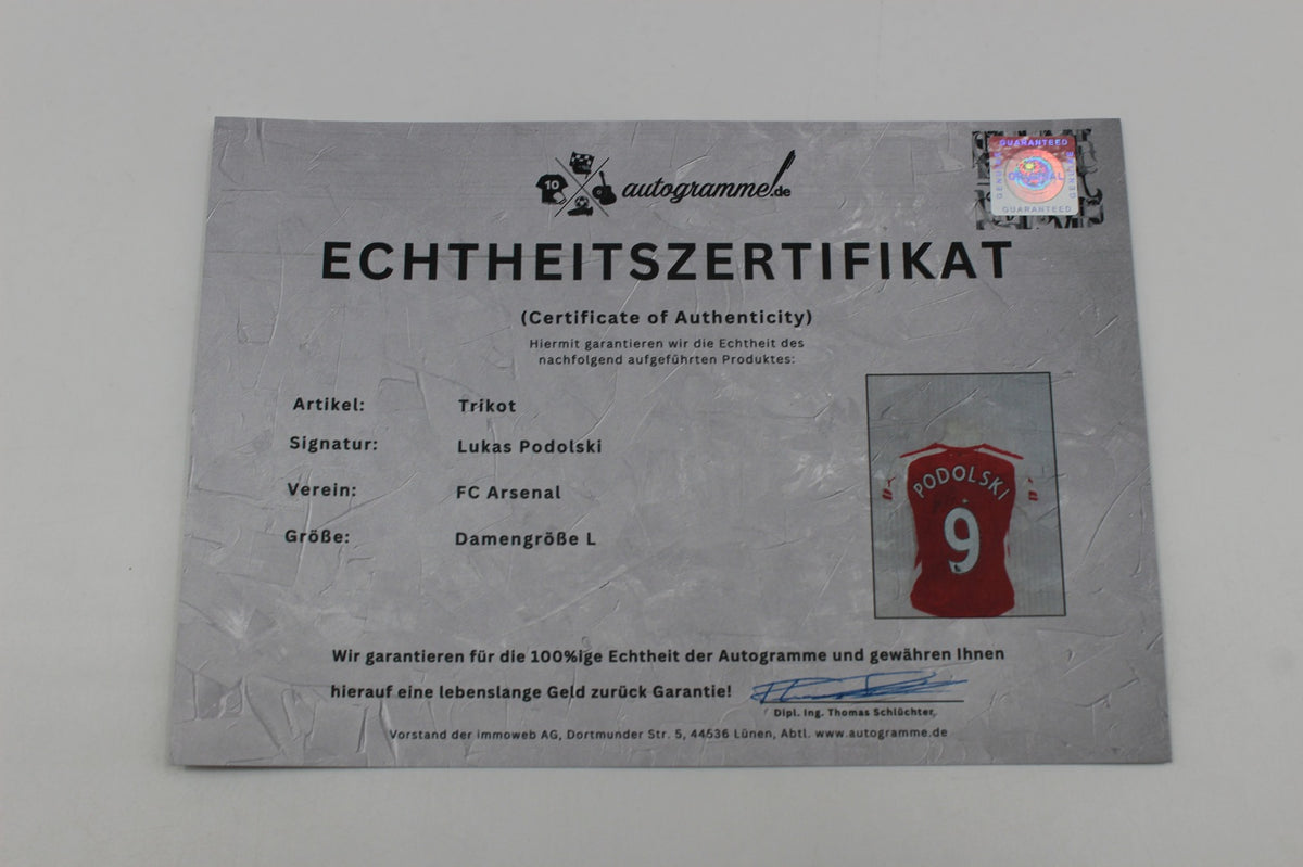 FC Arsenal 2014/2015 Trikot Lukas Podolski signiert Puma COA Autogramm Damengröße L