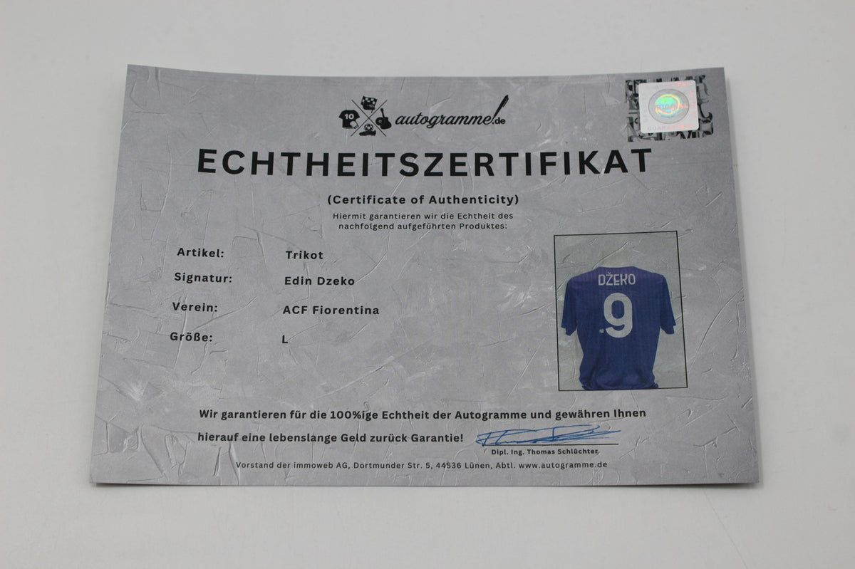 Fiorentina Trikot Edin Dzeko signiert Autogramme Kappa COA L