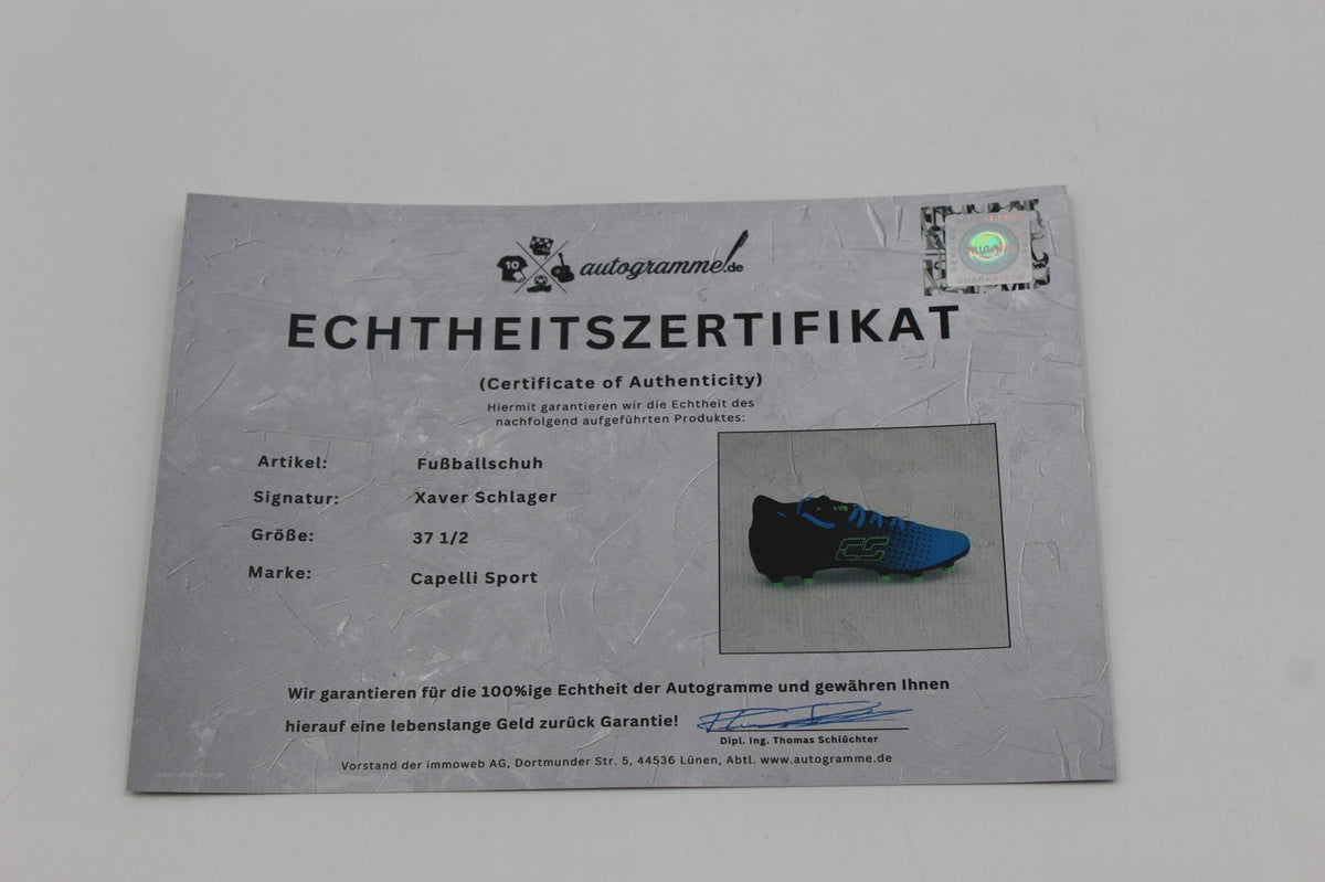 Fußballschuh Xaver Schlager signiert Autogramm Österreich Capelli Sport 37 1/2