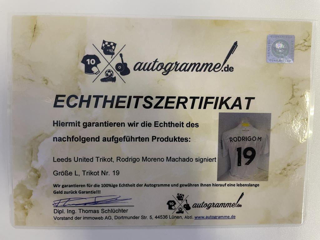 Leeds United Trikot Rodrigo Moreno Machado signed autograph soccer england adidas l