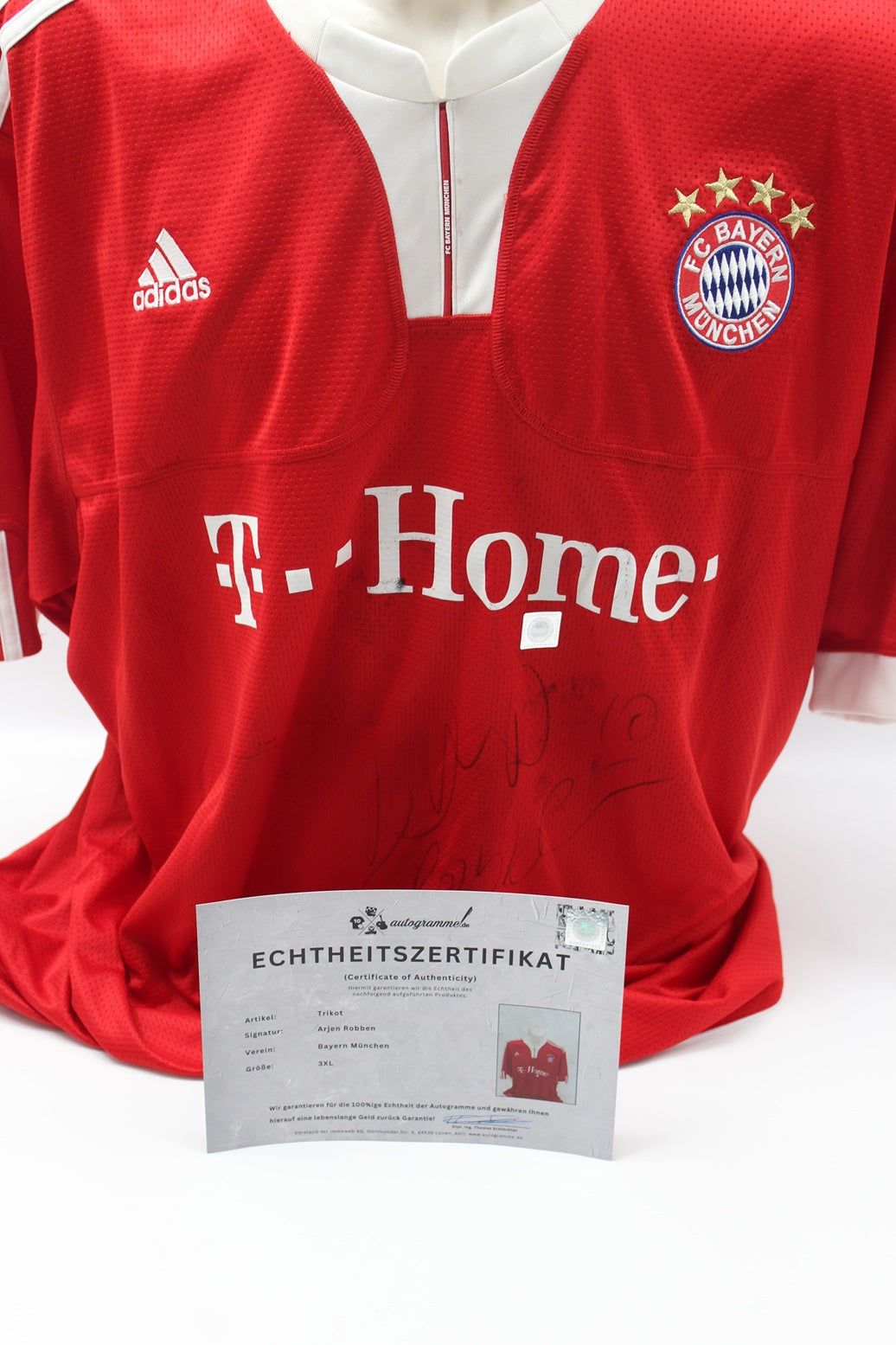 Bayern München 2009/2010 Trikot Arjen Robben signiert Autogramm Adidas COA 3XL
