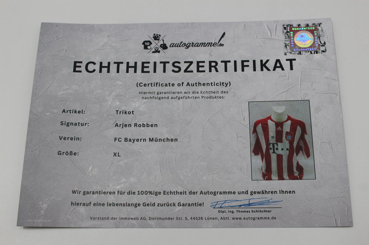 Bayern München 2010/2011 Trikot Arjen Robben signiert Autogramm Adidas COA XL