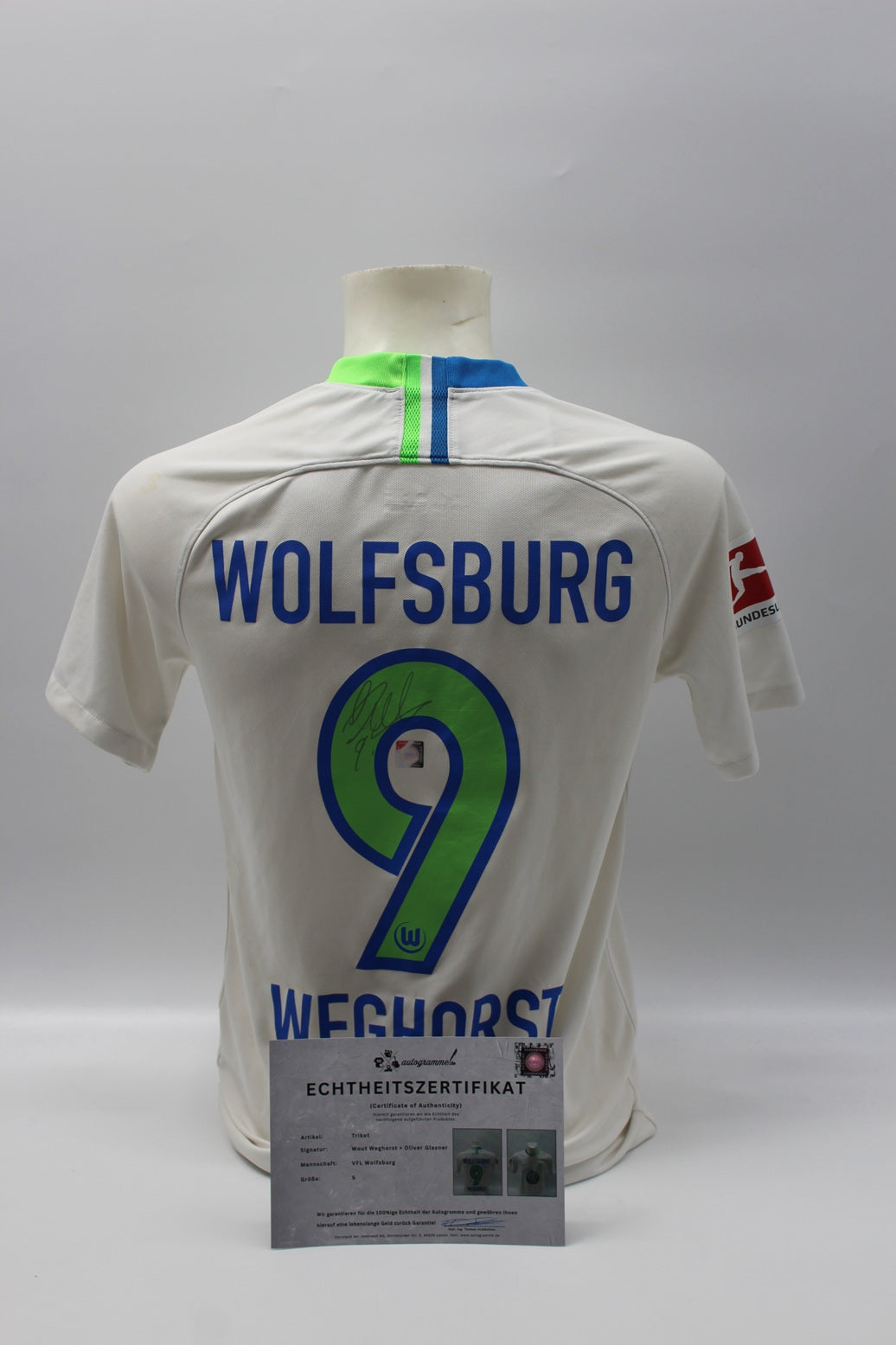 VfL Wolfsburg 2018/2019 Trikot Wout Weghorst + Oliver Glasner signiert Autogramm Bundesliga Nike S