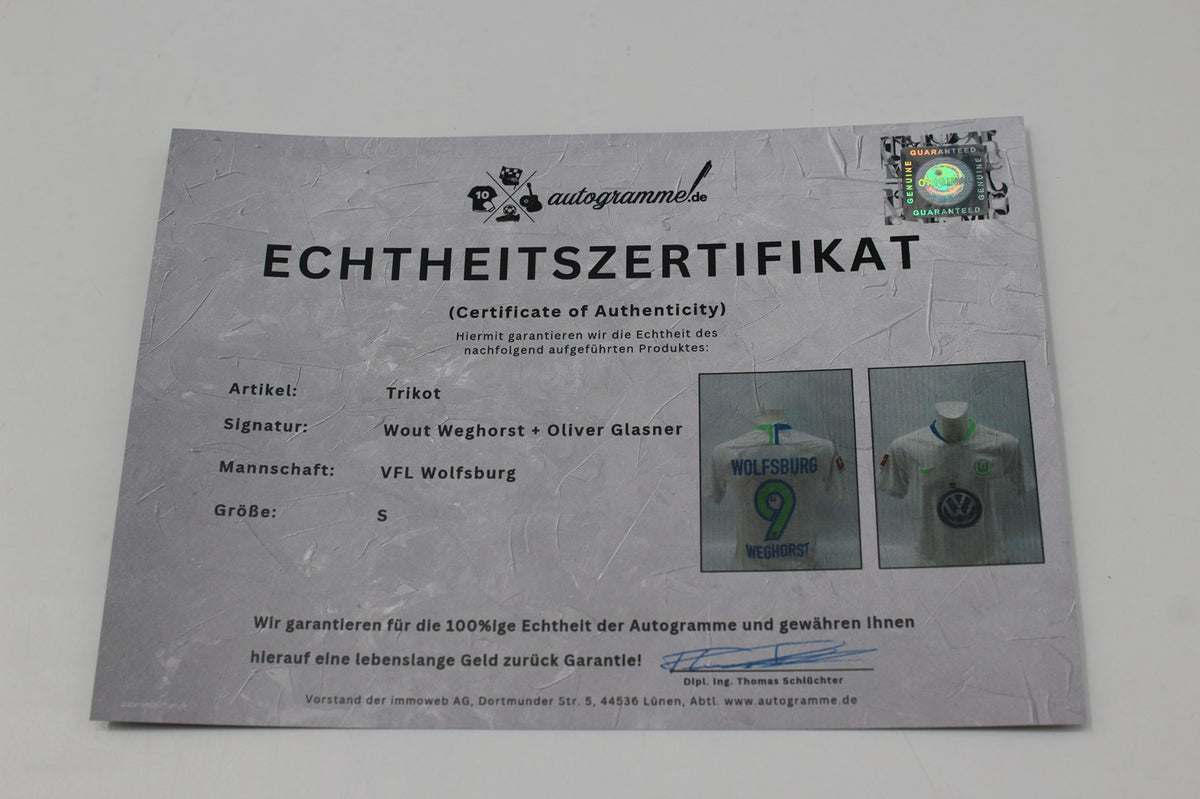 VfL Wolfsburg 2018/2019 Trikot Wout Weghorst + Oliver Glasner signiert Autogramm Bundesliga Nike S