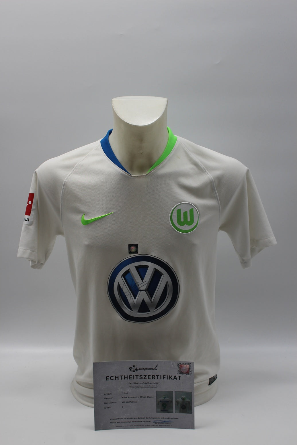 VfL Wolfsburg 2018/2019 Trikot Wout Weghorst + Oliver Glasner signiert Autogramm Bundesliga Nike S