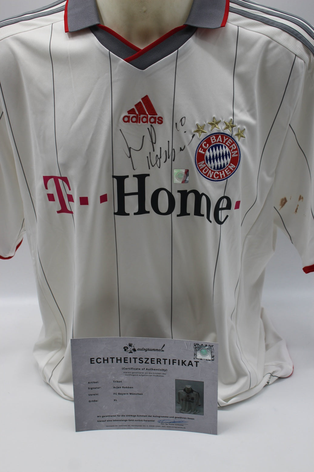 Bayern München 2009/2010 Trikot Arjen Robben signiert Autogramm Adidas COA XL