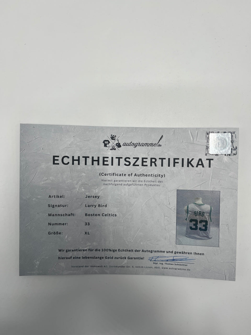 Boston Celtics Jersey Larry Bird signiert NBA Basketball COA XL