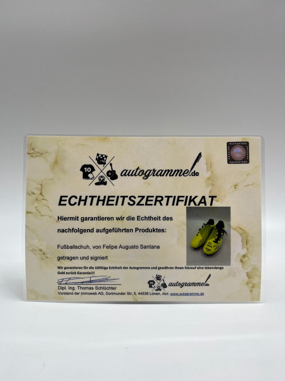 Matchworn soccer shoes Felipe Santana signed BVB Nike Coa