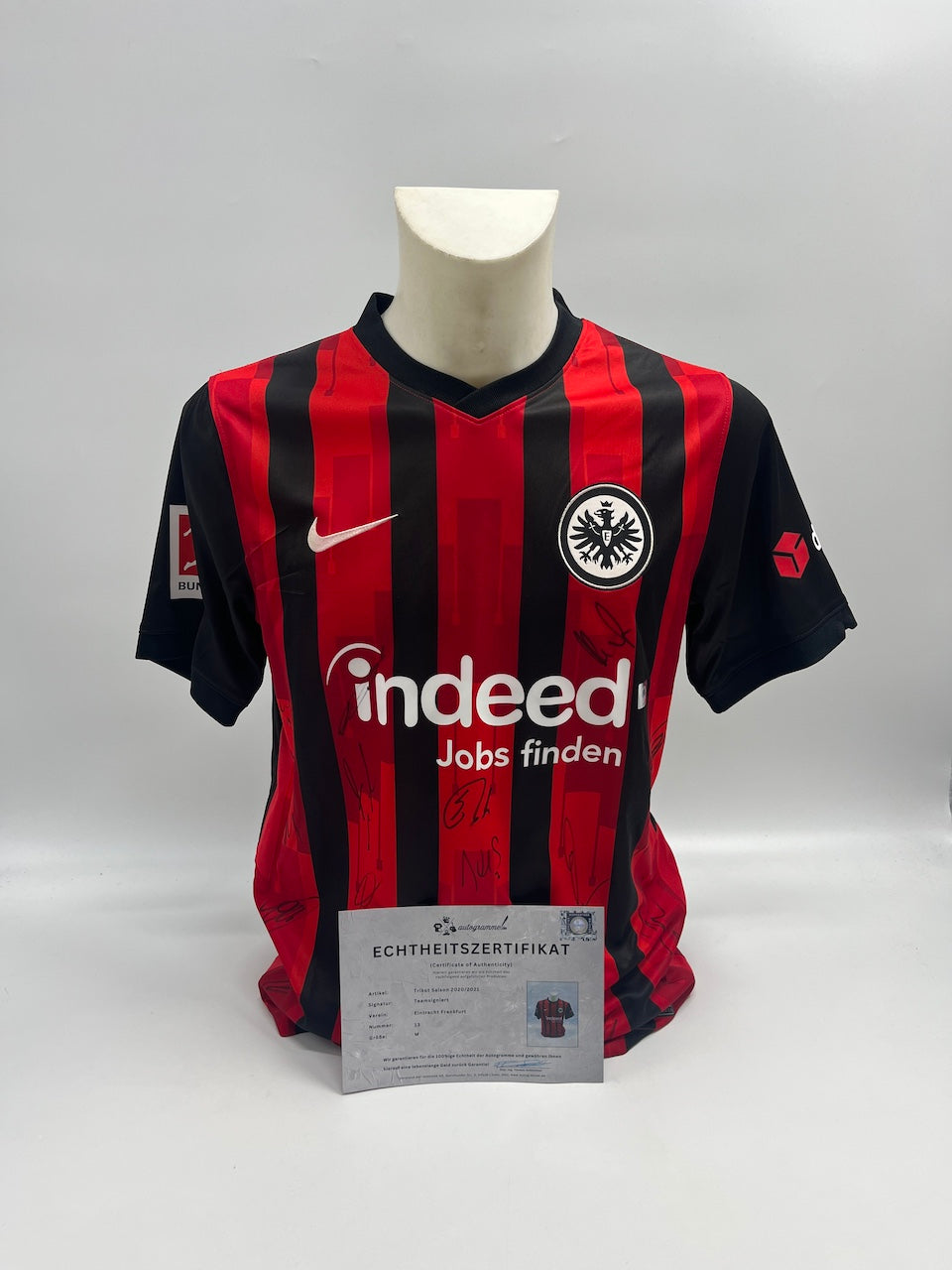 Eintracht Frankfurt Trikot 2020/2021 Teamsigniert COA Bundesliga M