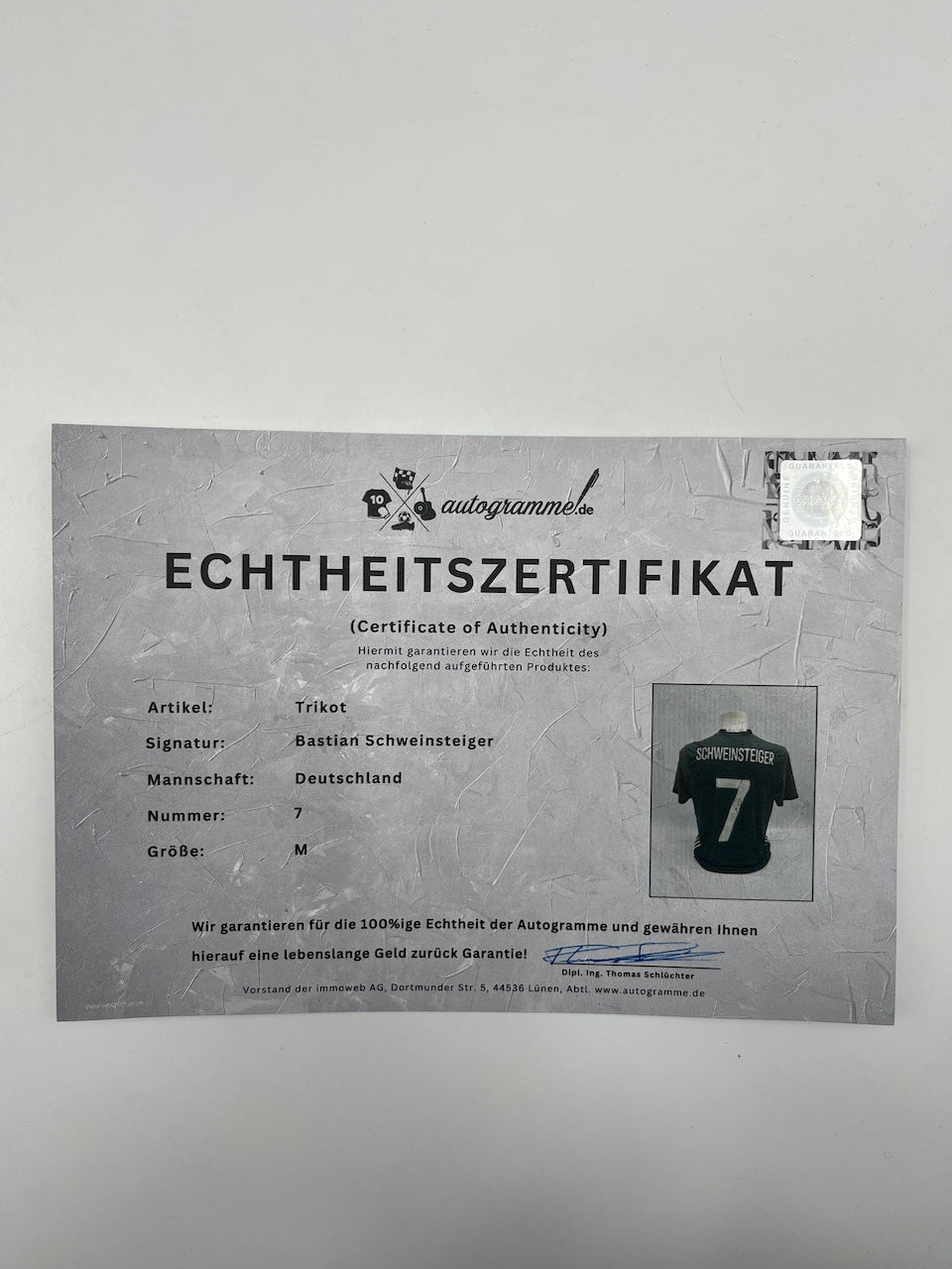 DFB Trikot Bastian Schweinsteiger signiert Autogramm Adidas COA M