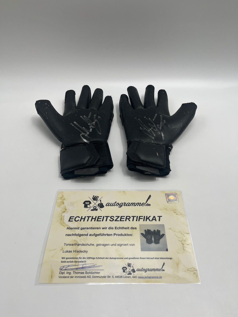 Matchworn goalkeeper gloves Lukas Hradecky Bayer Leverkusen