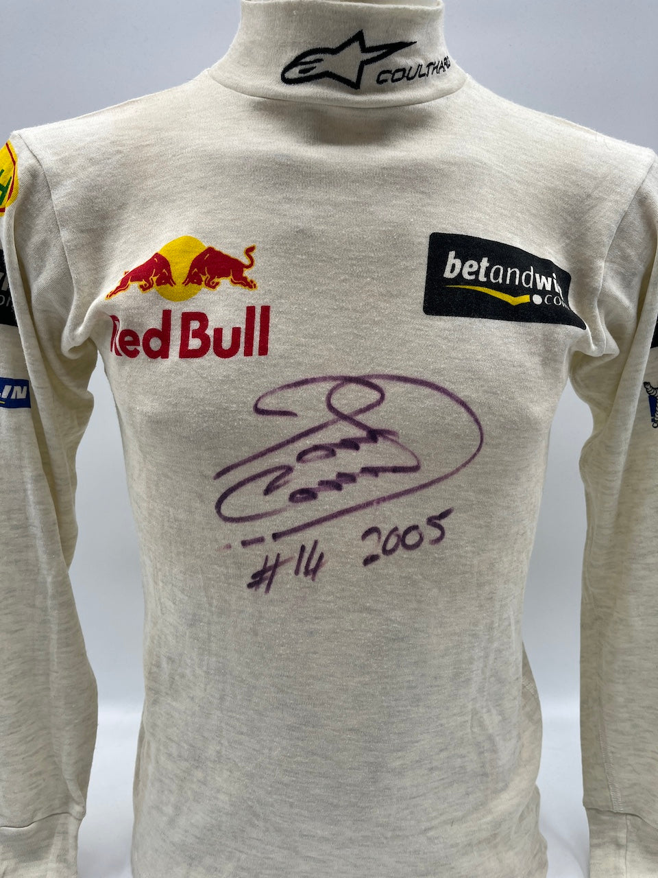 David Coulthard Formel 1 getragen und signierte Rennunterwäsche Nomex COA