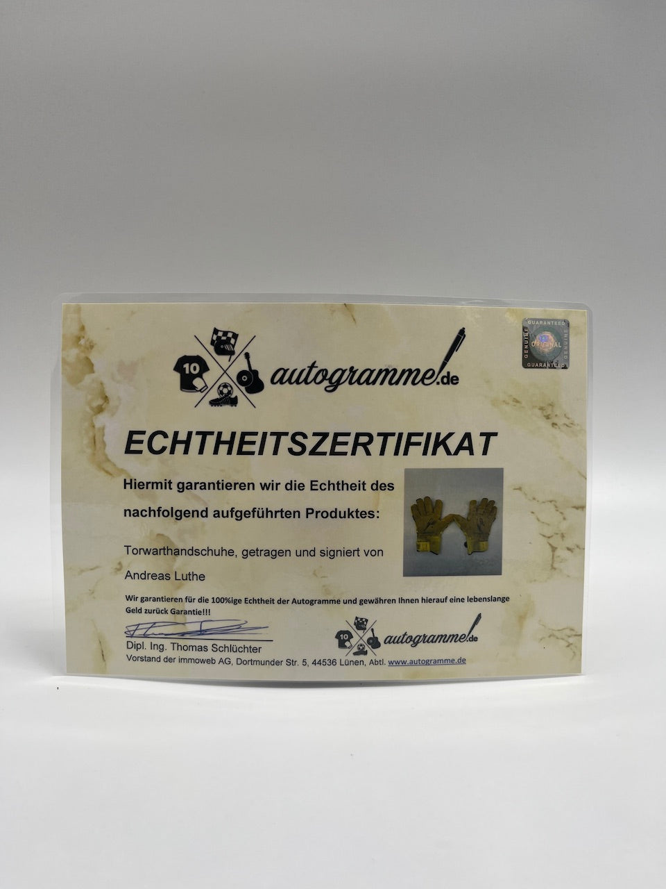 Matchworn goalkeeper gloves Andreas Luthe signed Coa