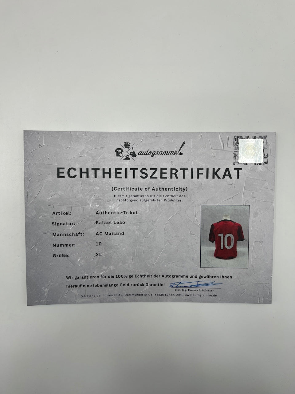 AC Mailand Authentic-Trikot Rafael Leao signiert Autogramm Puma COA XL