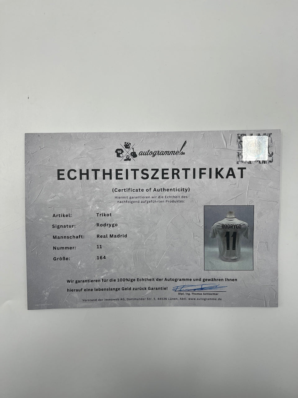 Real Madrid Trikot Rodrygo signiert Adidas COA LaLiga Autogramm 164