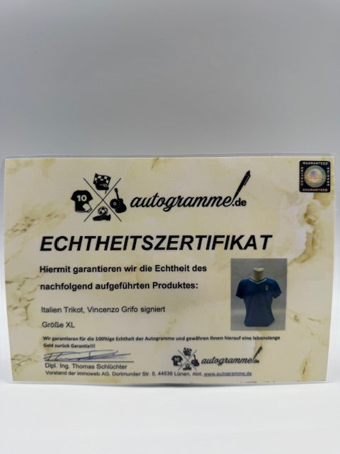 Italien Frauentrikot Vincenzo Grifo signiert COA Autogramm Puma XL