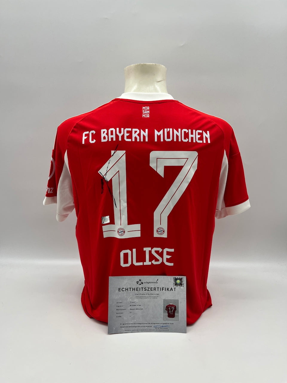 Bayern München Trikot Michael Olise signiert Autogramm Adidas COA L