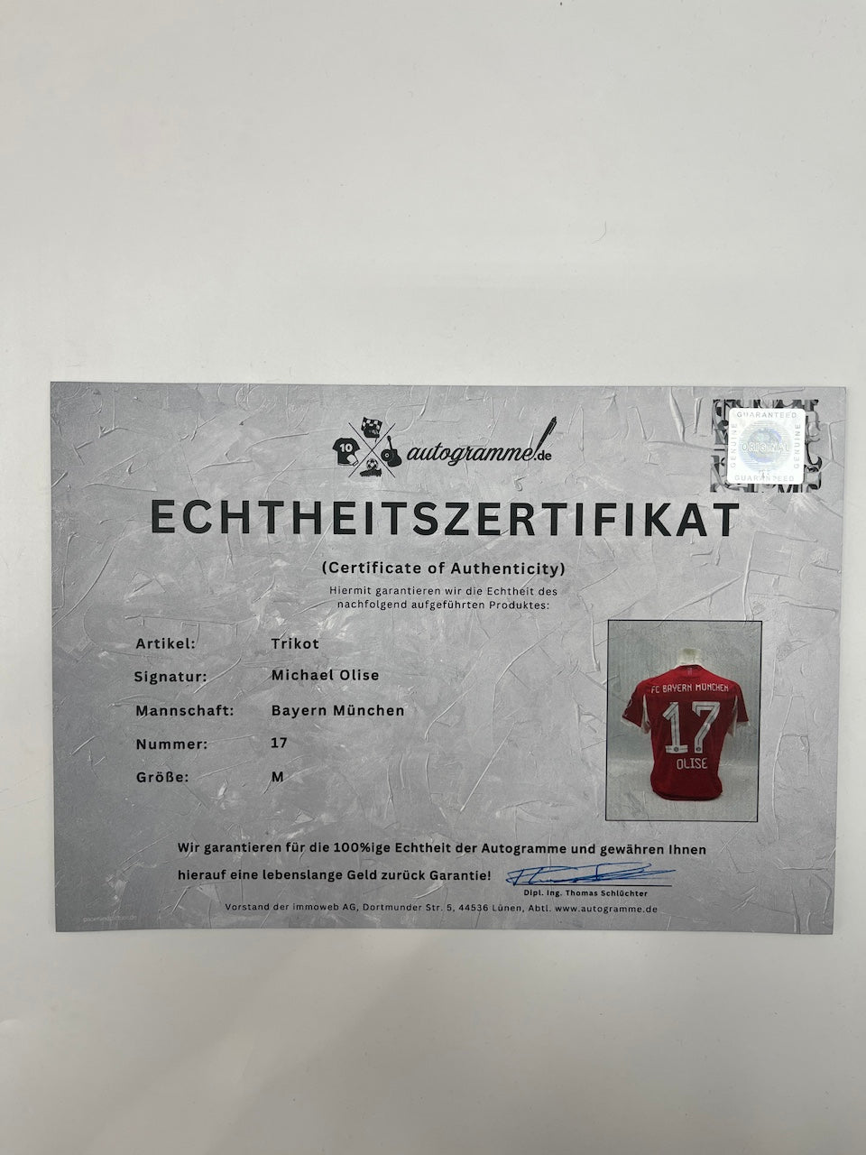 Bayern München Authentic-Trikot Michael Olise signiert Autogramm Adidas COA M