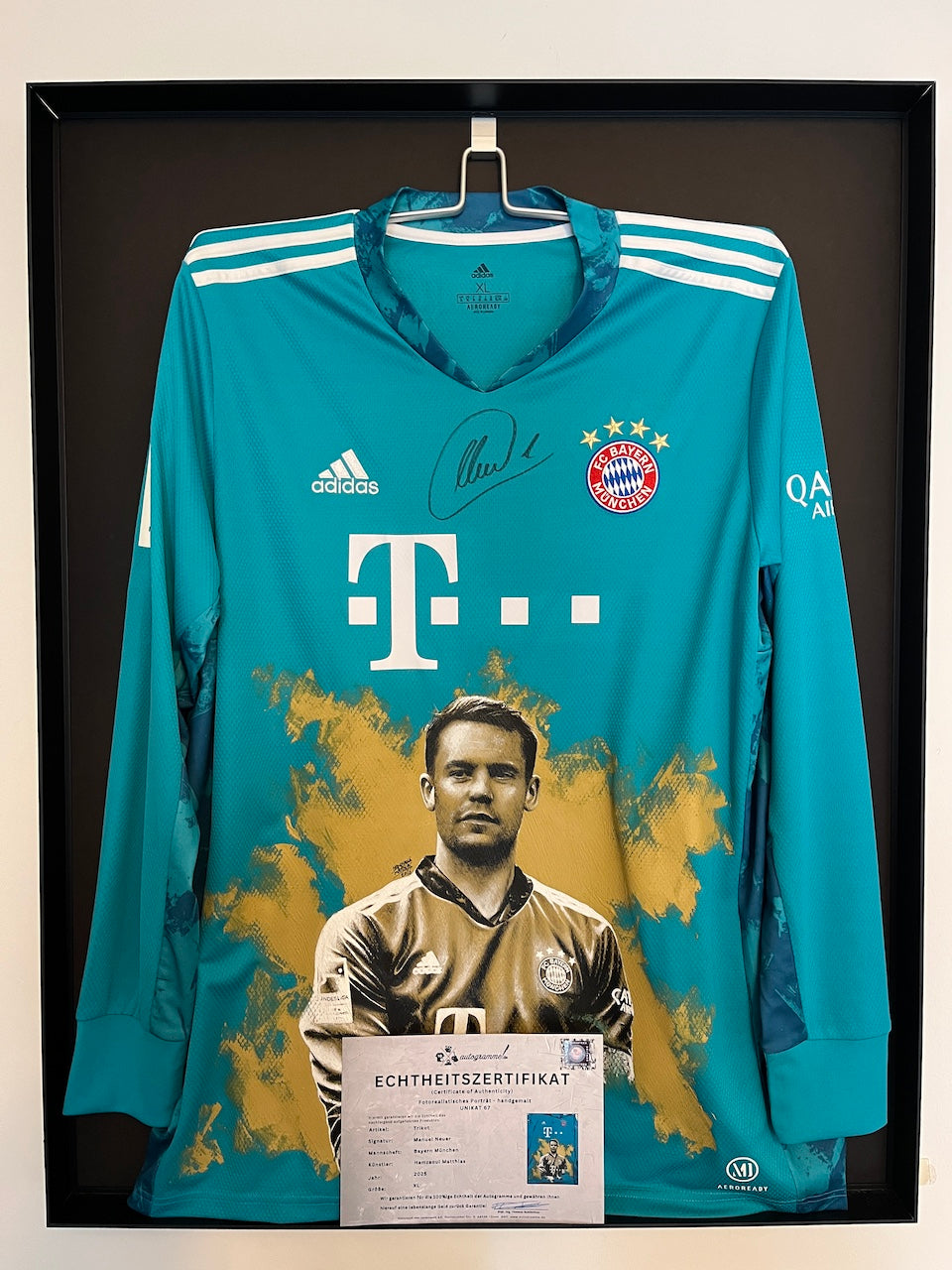Bayern München Trikot Portrait Manuel Neuer handgemalt und signiert FCB XL
