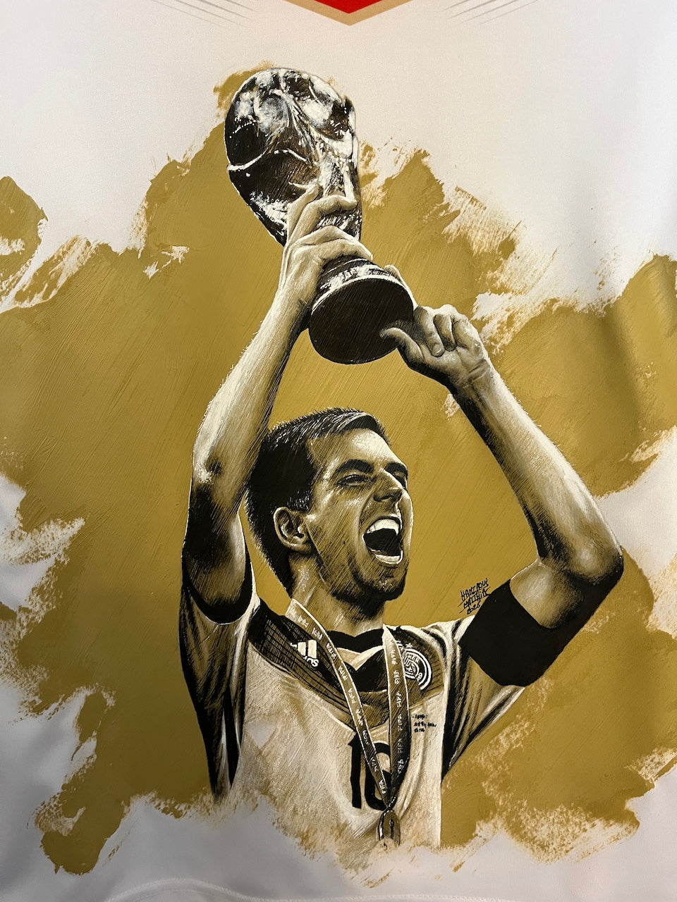 Deutschland Trikot Portrait Philipp Lahm handgemalt und signiert FCB 176