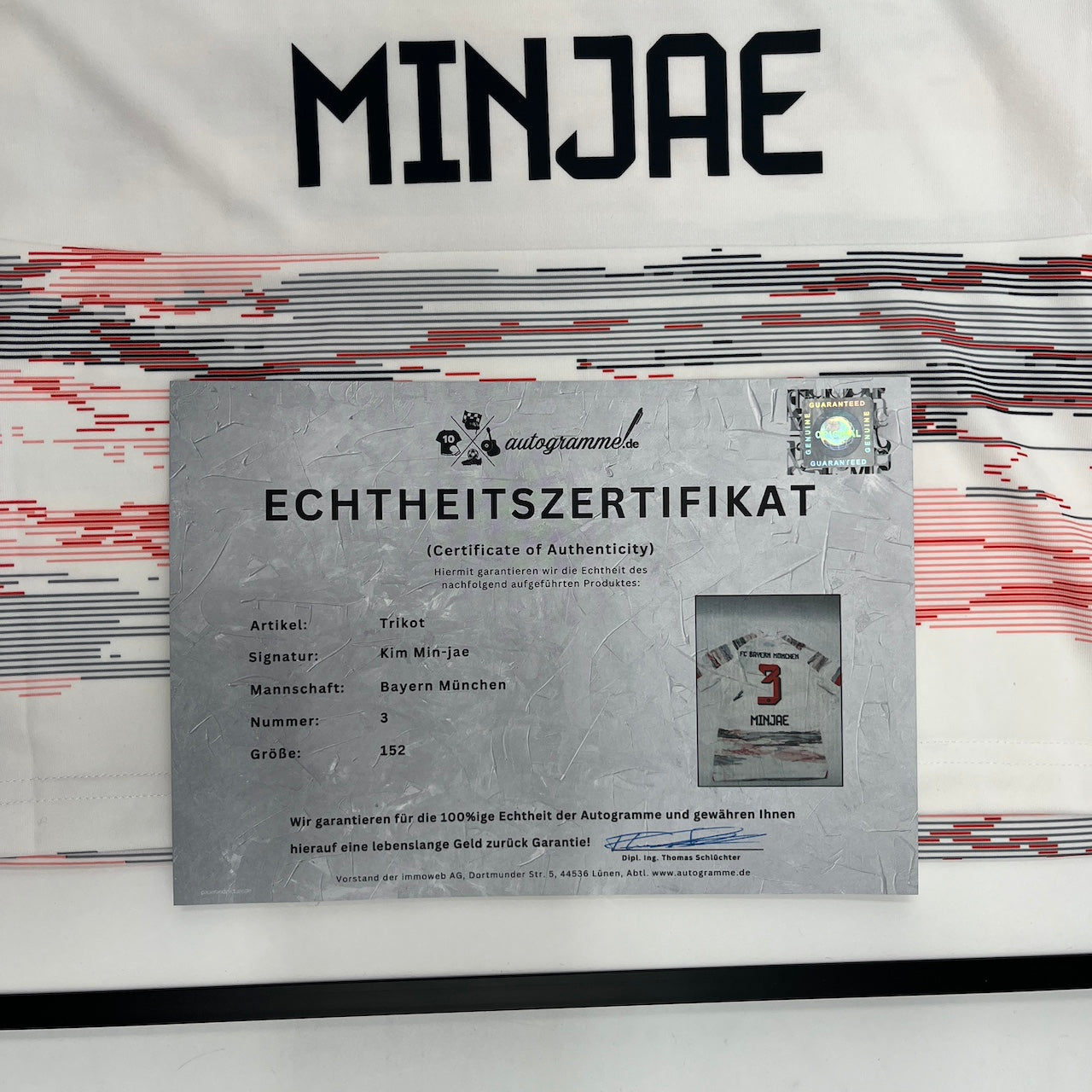 Bayern München Trikot Kim Minjae signiert im Rahmen COA Adidas neu 152