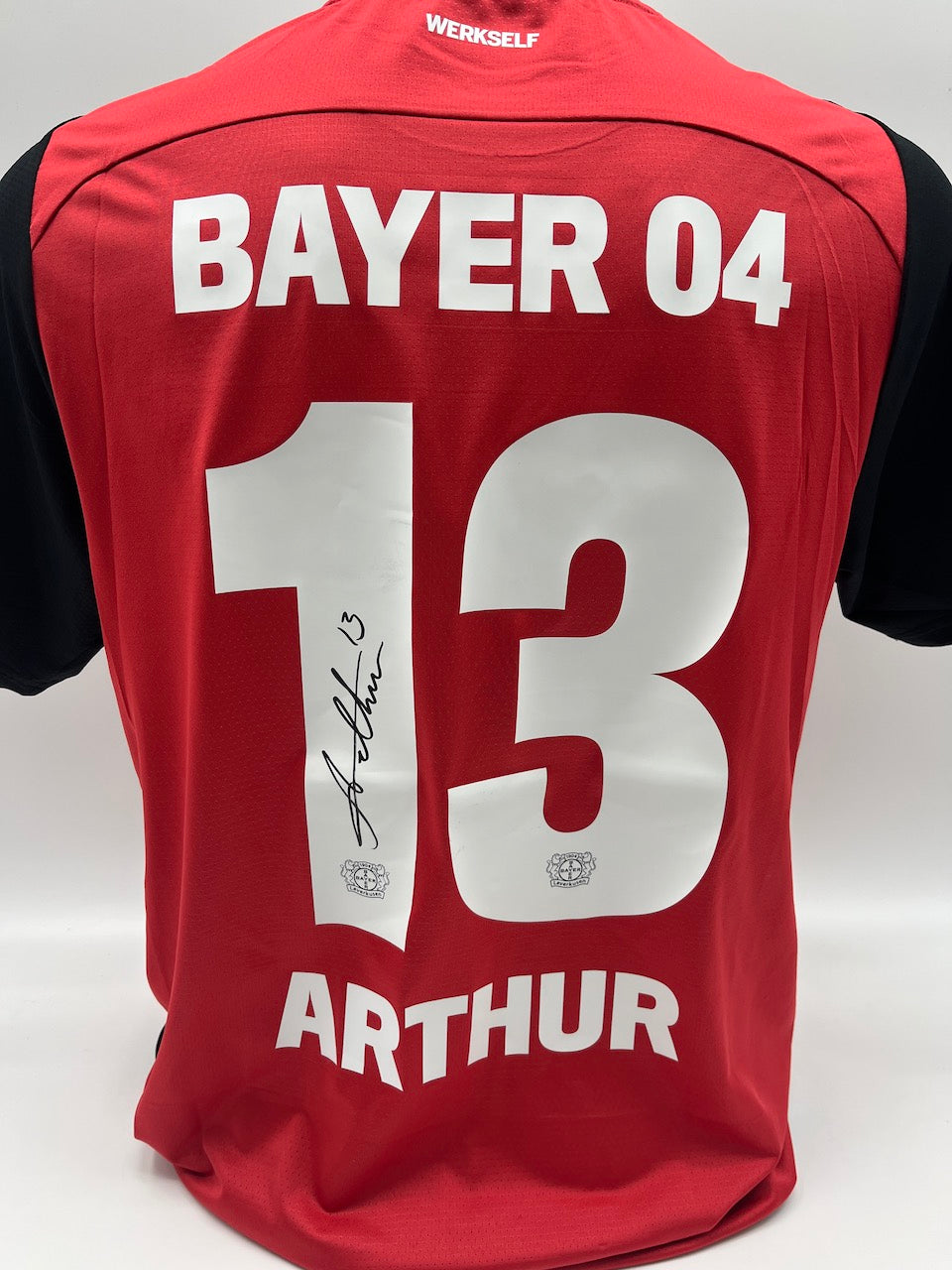 Matchworn leverkusen jersey worn & signed by Arthur 10.01.2025