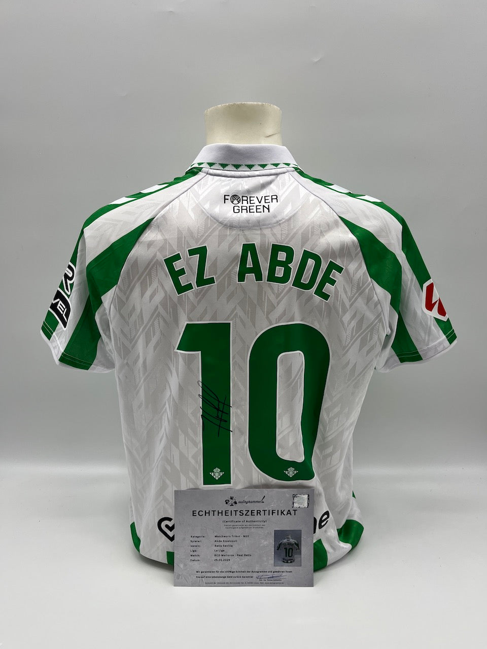 Matchworn Betis Sevilla jersey worn & signed by Abde Ezzalzouli 25.01.2025