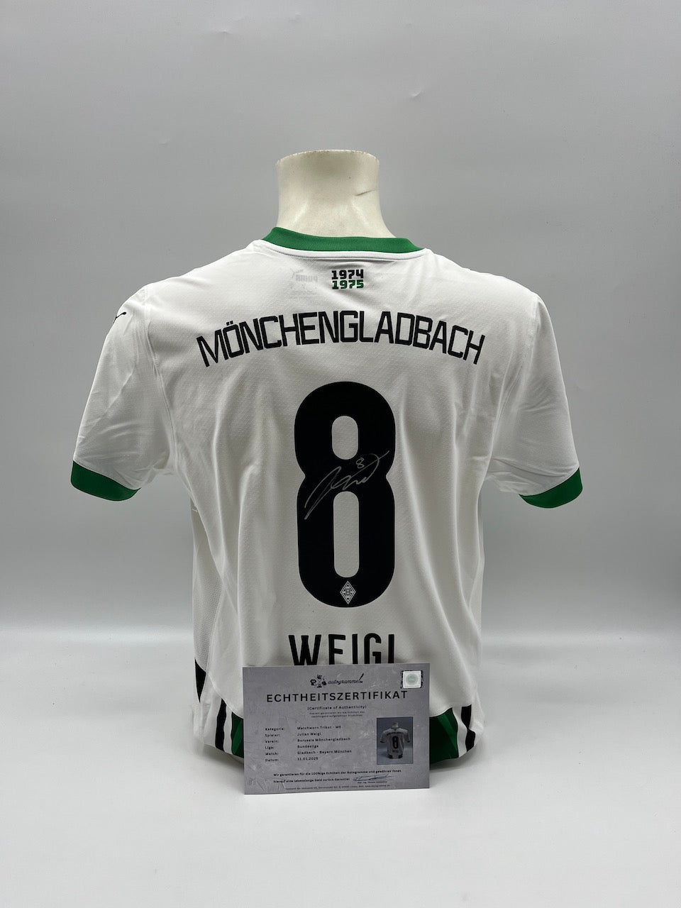 Matchworn Gladbach jersey worn & signed by Julian Weigl 11.01.2025