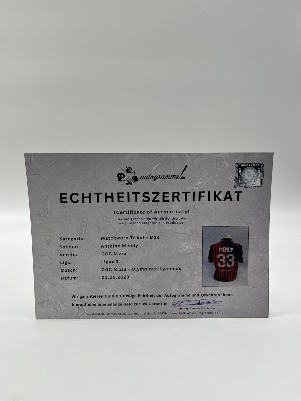 Matchworn Nice Worn & Signed by Antoine Mendy 03.06.2023