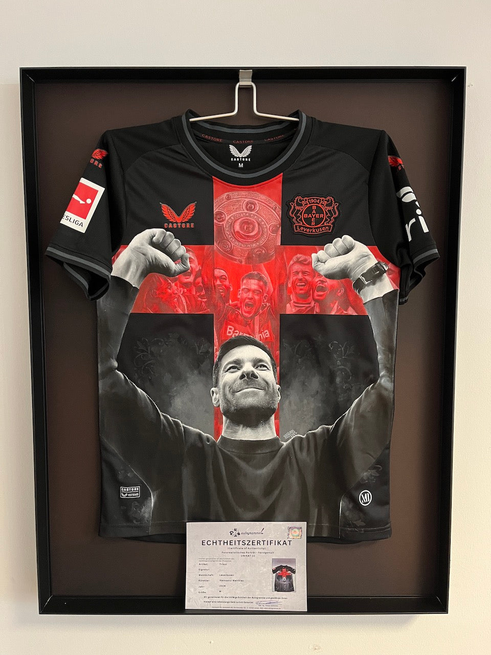 Leverkusen jersey portrait Xabi Alonso and team hand painted M