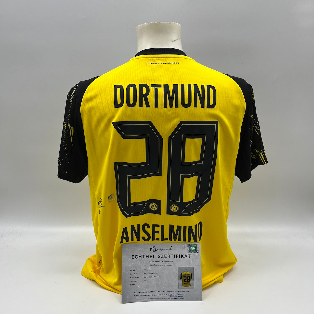 Borussia Dortmund Trikot Aaron Anselmino signiert BVB Autogramm Puma L