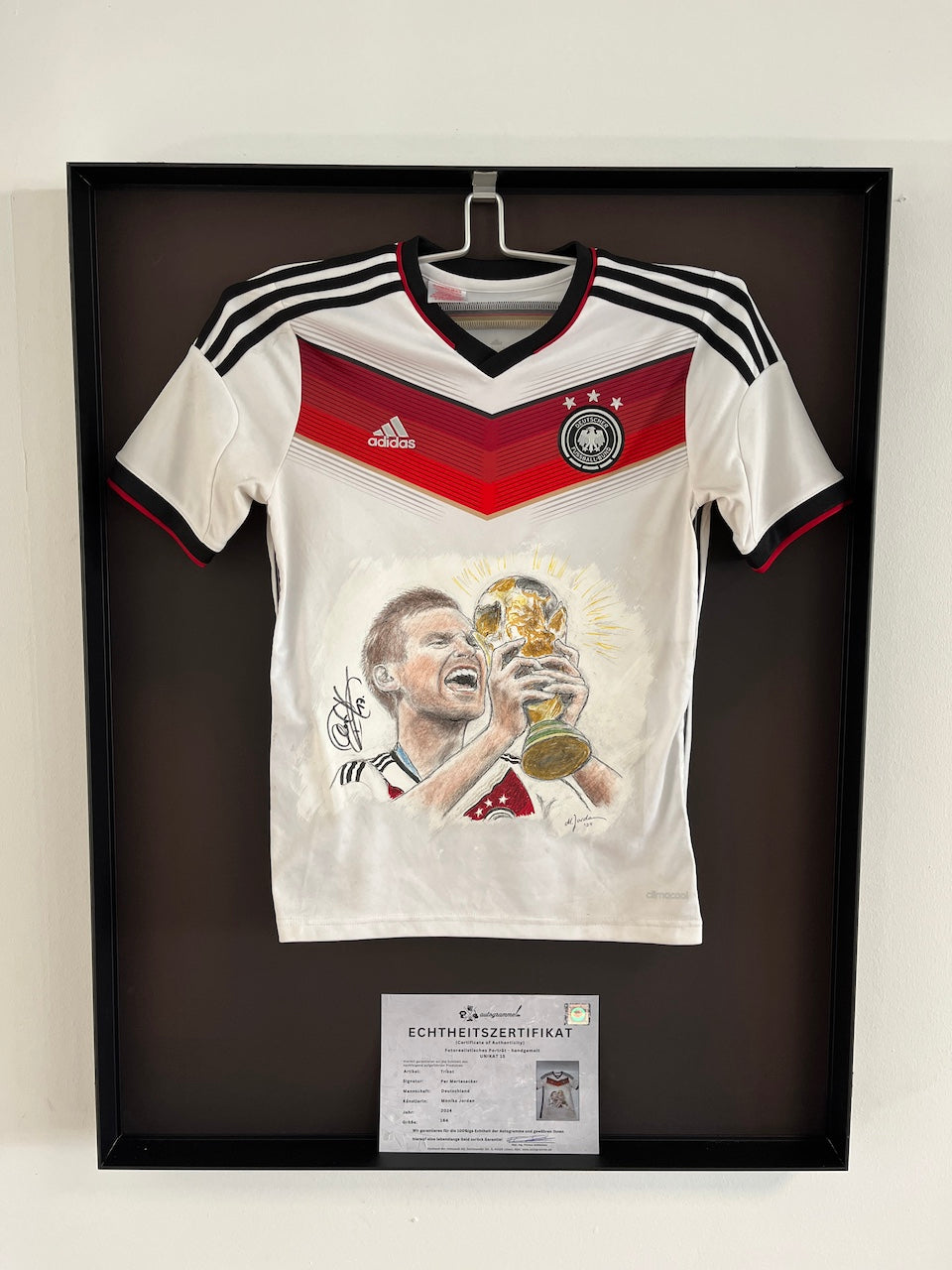 DFB jersey portrait by Mertesacker hand painted and signed in the frame 164