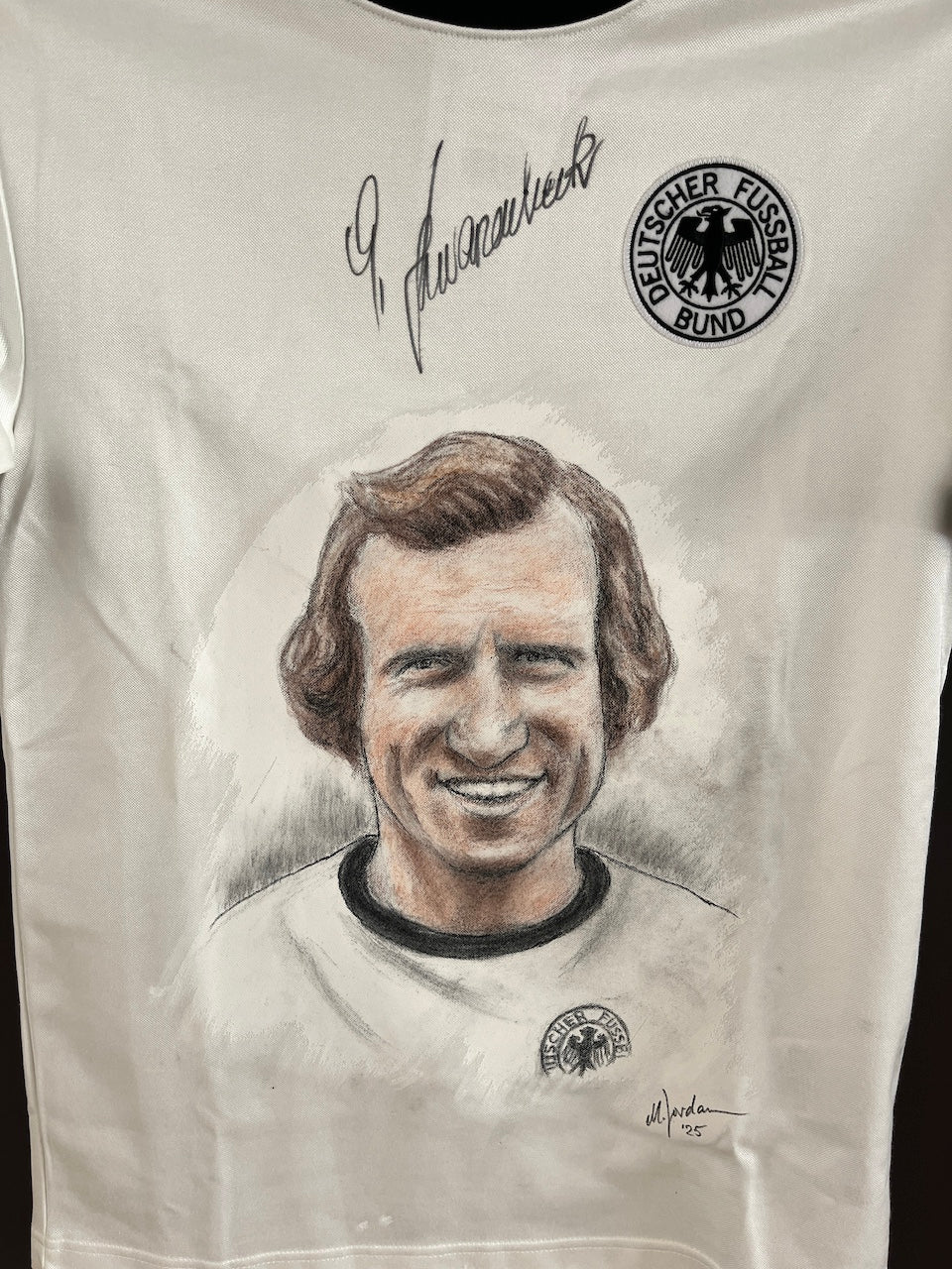 DFB Trikot Portrait Georg Schwarzenbeck handgemalt und signiert S